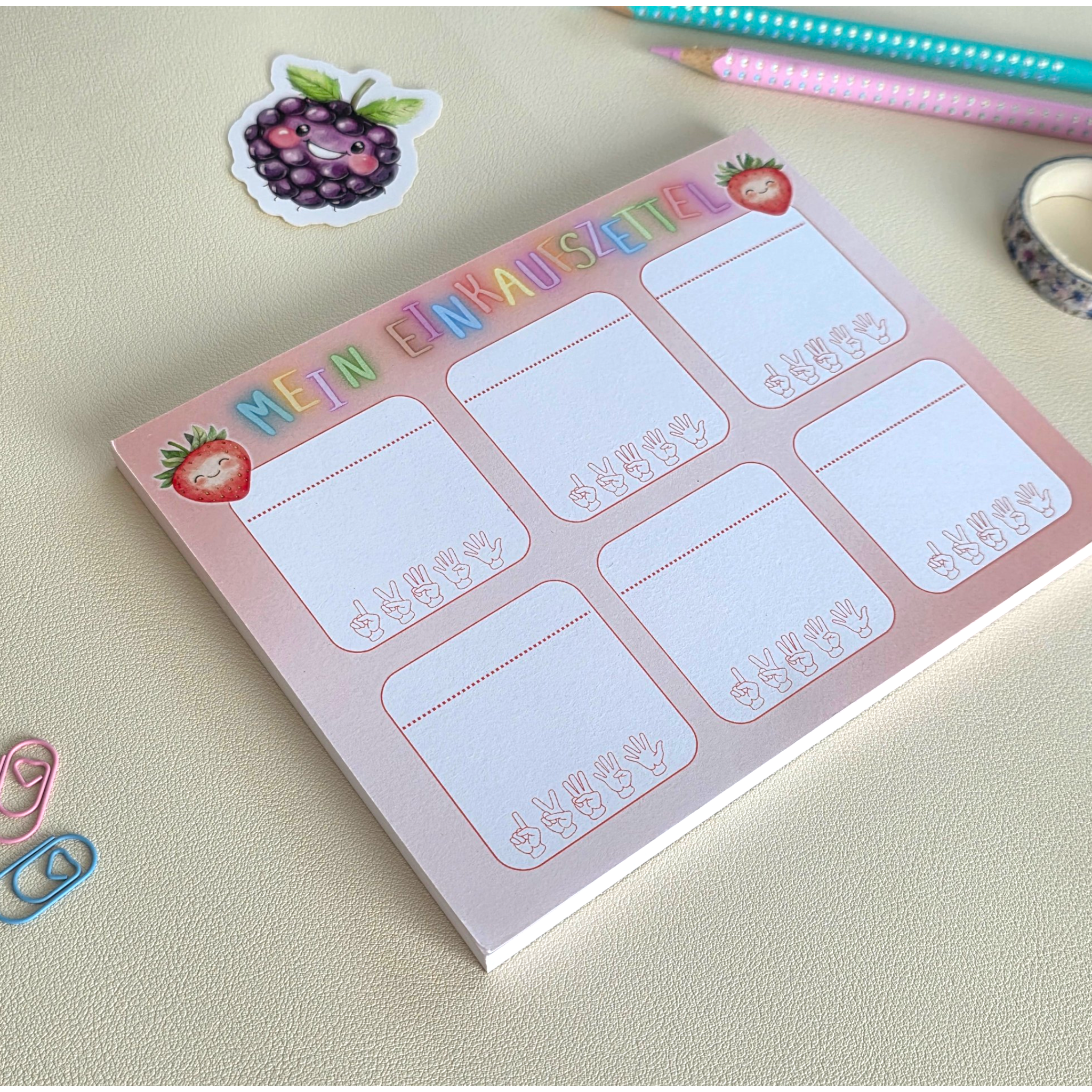 Kinder-Einkaufszettel | Erdbeere