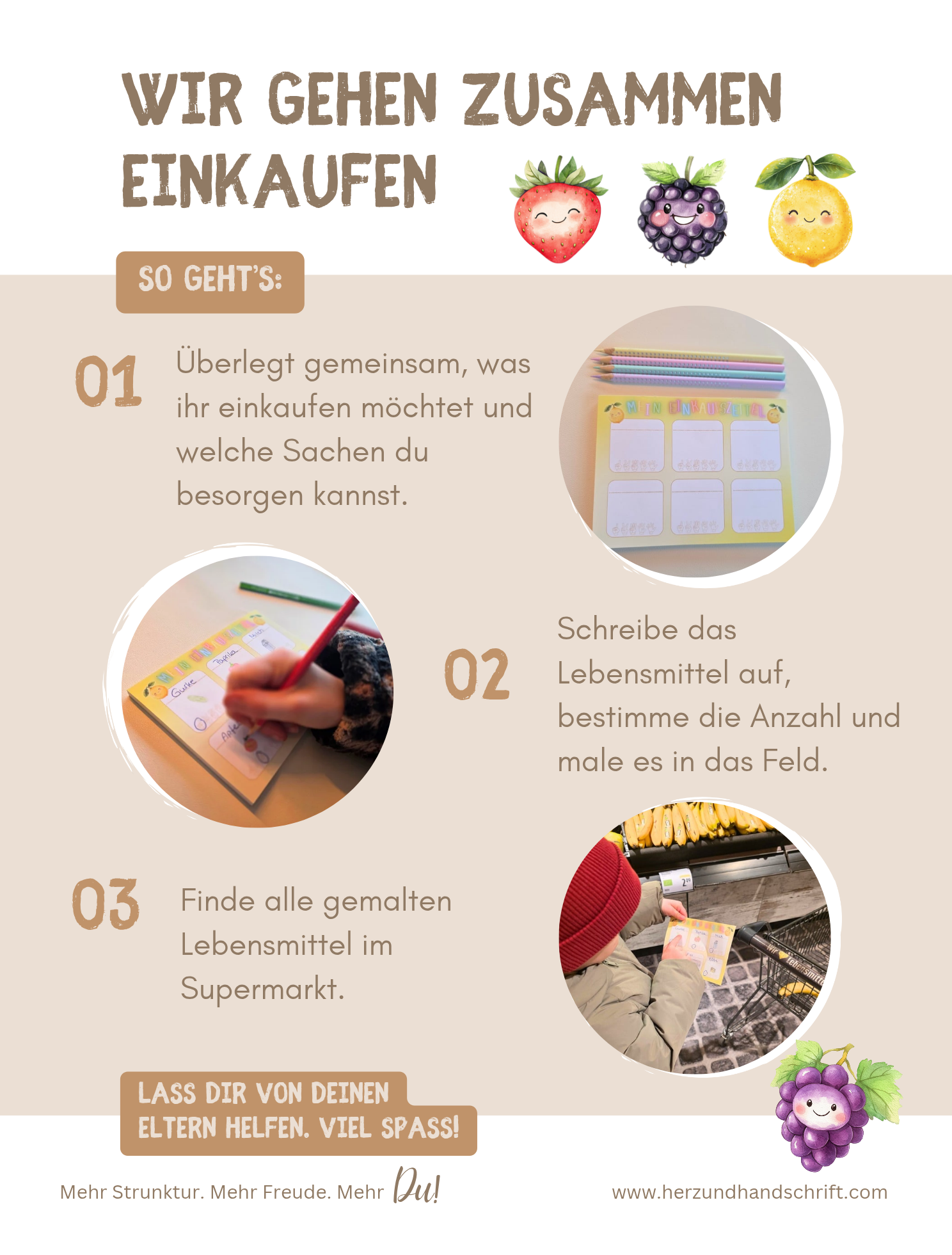 Kinder-Einkaufszettel | Erdbeere