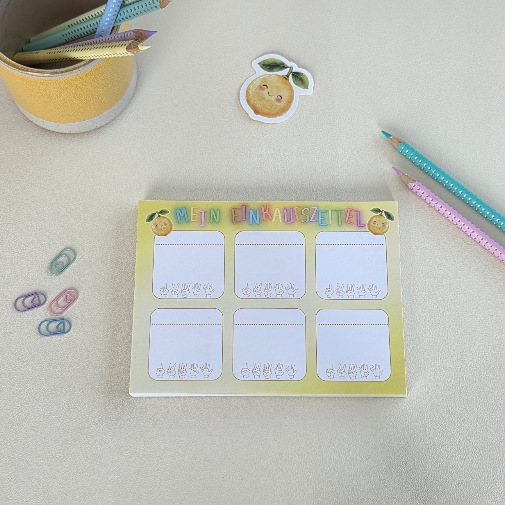 Kinder-Einkaufszettel | Zitrone